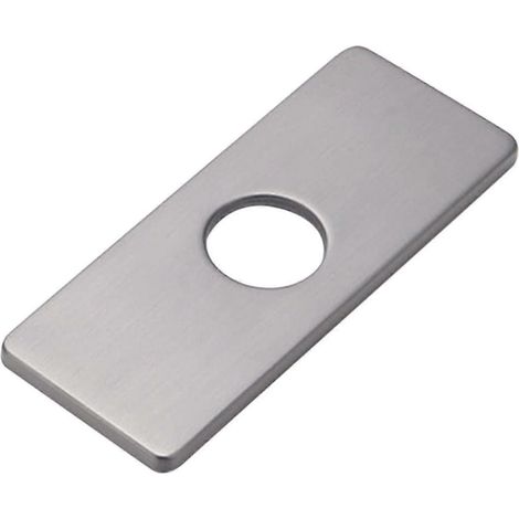 Plaque de robinetterie en nickel brossé pour lavabo et rosace (1/4)