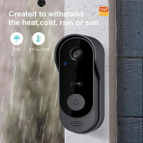 Sonnette Vidéo - Caméra Wi-Fi HD 1080p - Étanche IP65 - Batterie Rechargeable USB - Sans Fil - Pour Porte d'Entrée - 1 Pièce (1/4)