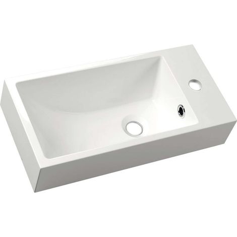 Sapho Small - Lavabo Ariana 50x10x25 cm, robinet à droite, blanc SM016 (1/5)
