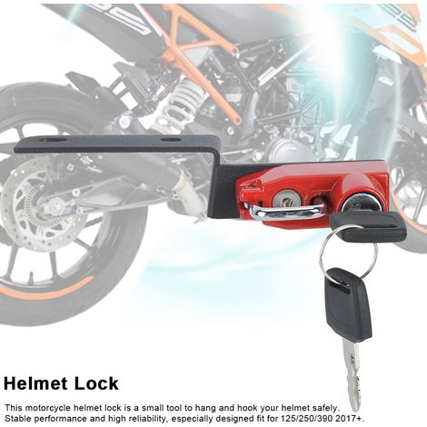 Modification de la moto KTM DUKE 125 250 390 (2017) avec un antivol de casque en alliage d'aluminium rouge. (1/5)