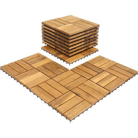 Jiubiaz 55STK Holzfliese Akazie 30 x 30 cm Terrassenplatten Klicksystem Außen Klickfliesen Balkon Terrassenfliesen Holz,wetterfest rutschfest