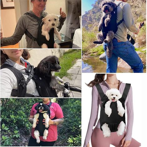 Sac de Transport pour Animaux, Sac à Dos pour Chien - Sac Ajustable Pet Front Cat Dog Carrier Backpack, Transport Sac à Dos pour Animaux de Compagnie pour Voyager/Randonnée/Camping -XL Noir (1/5)