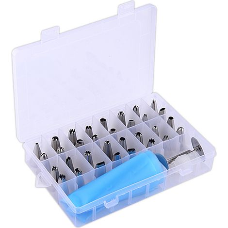 Douille Patisserie - Poche à Douille avec Étui - 32 Embouts en Acier Inoxydable - Pour Décoration de Gâteaux et Pâtisseries - 1 Set (1/5)