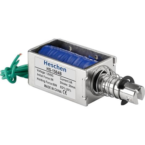 Électroaimant solénoïde, HS-1564B, DC12V 3A, course 20mm, force 60N, type Push Pull, cadre ouvert, mouvement linéaire