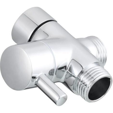 Robinet 3 voies en laiton massif, raccord universel pour pommeaux de douche à main, chromé (1/4)