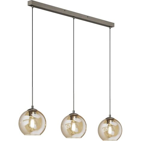 [GEBRAUCHT] B-Ware Lindby Hängeleuchte Pendelleuchte Sofian Glas Amber 100 Cm 3 Flammmig Led Lampe