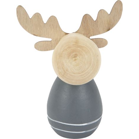 TrendLine Holzrentier 9,3 x 8 x 11,5 cm grau Figur