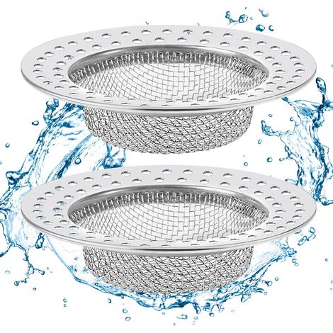 Filtre Evier, 2PCS Grille Evier Cuisine, Bouchon Evier Cuisine en Acier Inoxydable, Diamètre extérieur 7,8 cm, Anti-Obstruction, Argent (1/5)