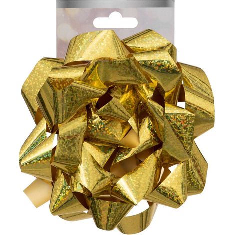 Stern aus holographischem Bolduc D.15cm - Golden