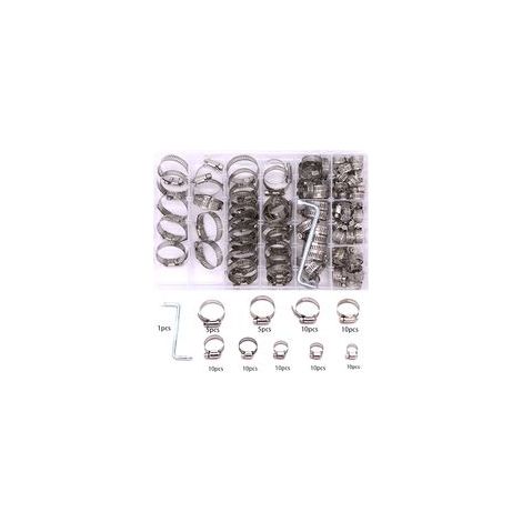 81 Pièces/8-38 mm,Collier de Serrage Réglables, Tuyau Clips, Colliers de Serrage en Acier Inoxydable, Pinces de Tuyau pour Tube A'automobiles, Piscine (1/4)