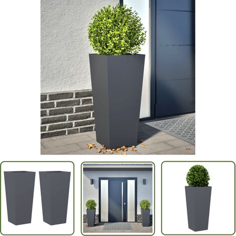 vidaXL Pflanzkübel 2 Stk. Anthrazit 35x35x75 cm Stahl (1/5)