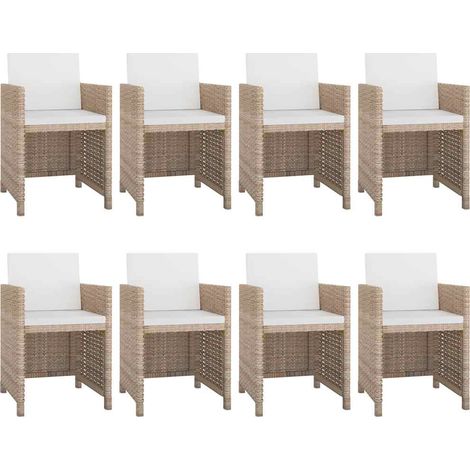 vidaXL Gartenmöbelset mit Kissen 9 Teile Geflecht Beige