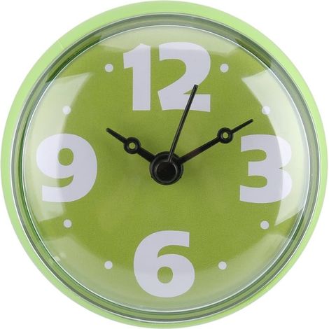 NineClouds Horloge murale à ventouse résistante à l'eau avec mouvement de balayage silencieux fenêtre miroir baignoire douche (vert) (1/5)