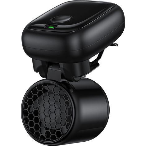 Ventilador de mano con clip para sombreros, camisetas, refrigeración portátil con 3 ajustes y batería de 1200 mAh (negro) (1/5)