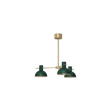 Suspension triangle dorée 3 globes verts E27 Luminex