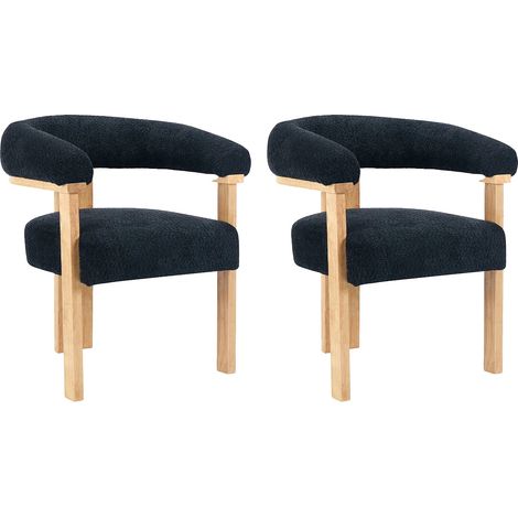 Sedia con braccioli Tessuto bouclette Legno di hevea Nero Naturale - Lotto di 2 - LIVELIA di Pascal MORABITO (1/5)