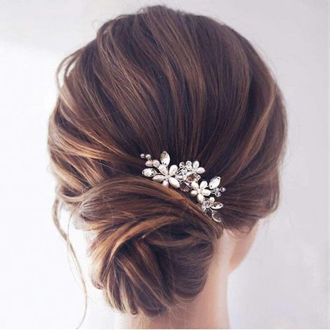 2pcs pingles  Cheveux pour Marie Accessoires pour Cheveux Perles Accessoires de Cheveux de Marie Marie Mariage Peigne Pour Femme et Fille Or Rose (1/5)