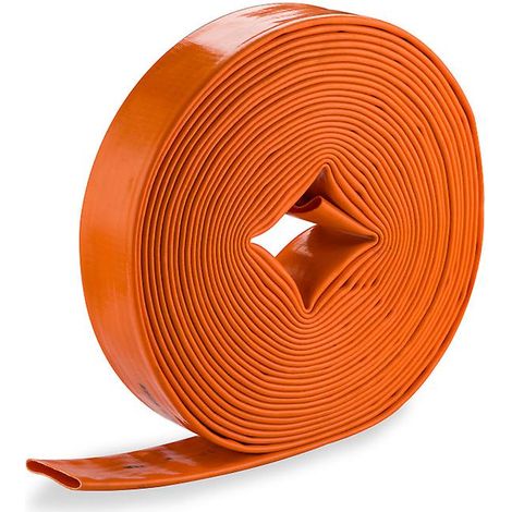Tuyau de refoulement plat de 20 m x 25 mm de diamètre, compatible avec les pompes à eau submersibles, en PVC renforcé de polyester. (1/3)