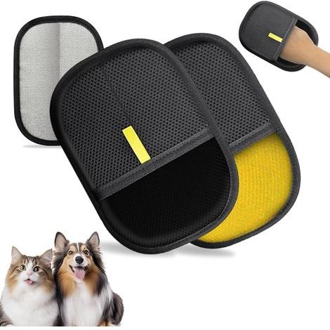 Set mit 2 Handschuhen zur Entfernung von Tierhaaren, geeignet für Hunde und Katzen, wiederverwendbar und basierend auf dem Prinzip der statischen Elektrizität. (1/5)
