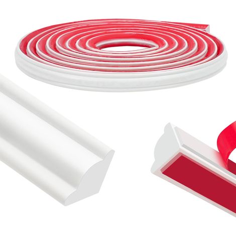 Rodapié flexible autoadhesivo de PVC, tira de acabado flexible de 5 m - Moldura adhesiva para suelos laminados, paredes, techos, encimeras y muebles, pintable y apto para bricolaje (129 mm) (1/5)