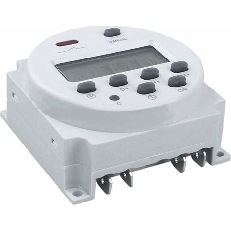 CN101 Minuterie numérique 12 V DC/AC, interrupteur de relais de temps programmable LCD pour prises électriques Blanc- (1/3)
