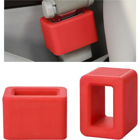 Lot de 2 supports de boucle de ceinture de sécurité de voiture en silicone, accès facile pour enfants, accessoires de sécurité universels pour la plupart des voitures (rouge)