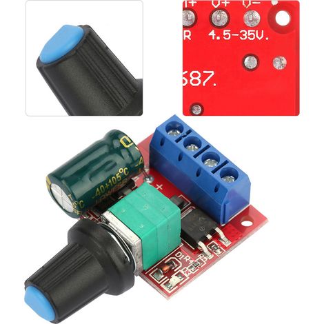 PWM-Gleichstrommotor-Drehzahlregler, 5V-28V-Drehzahlschalter, 5A-LED-Dimmer-Drehzahlregelungsmodul (1/5)