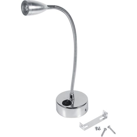 Applique murale LED argentée à col de cygne flexible, lampe de chevet pour chambre à coucher, blanc chaud (type 2) (1/5)