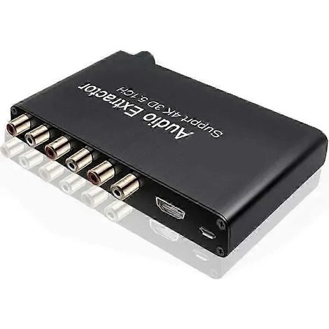 Extracteur audio HDMI, convertisseur vidéo 4K 3D avec décodeur 5.1 canaux, AC3 DTS vers RCA, compatible avec les home cinémas, PS4, PC, TV et moniteurs. (1/5)