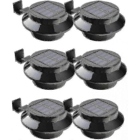 Lot de 6 lampes LED solaires pour gouttières, clôtures, toits, jardins, cours, murs, noires Hk-NN (1/5)