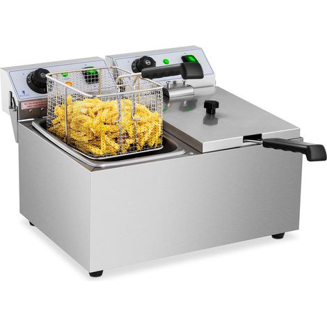 Friggitrice elettrica doppia, catering, 230 V, 2 x 3200 W, 2 x 8 L