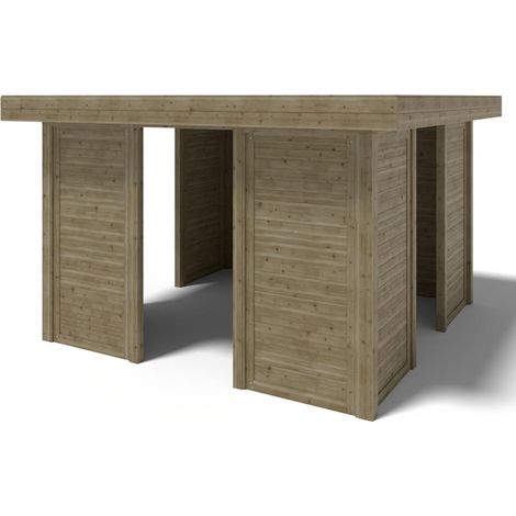 Gazebo da giardino in legno pergola 4.04x4.04 m con pannell - Impregnata - ALT133 (1/5)