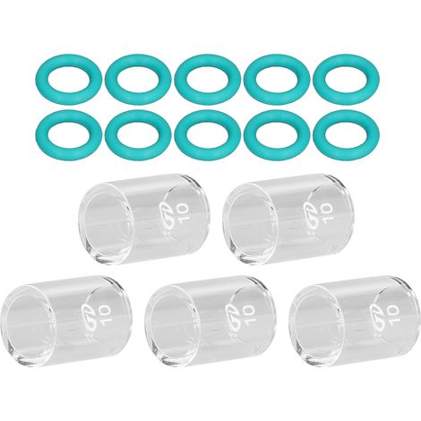 Set de 5 verres à souder en verre n°10 et 10 joints toriques verts pour postes TIG WP 9 20 25 17 18 26 avec 5 boîtes rangement consommables (1/5)