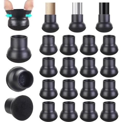 Protection Pied de Chaise, 16 pièces Protege Pied de Chaise de Feutre Petit Noir, Silicone Protecteurs Patin de Chaise Ronds, Pied de Chaise Caoutchouc Embout de Chaise Tampon Chaise (Fit:20-25 (1/5)