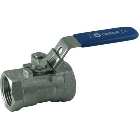 Robinet à sphère monobloc 2 voies F/F inox à poignée plate bleu cadenassable série 470 - Codital