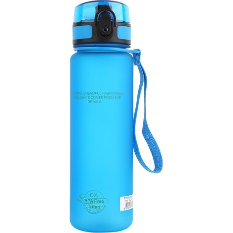 Bouteille d'eau portable 500 ml, haute qualité, étanche et robuste, avec cordon pour sport en extérieur (Bleu)