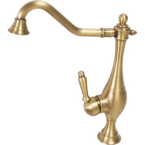 Robinet de lavabo avec poignées en laiton antique et mitigeur thermostatique. (1/5)