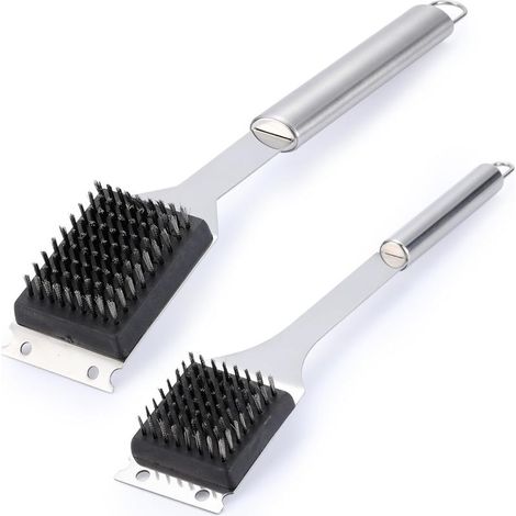 Lot de 2 brosses et grattoirs pour barbecue, 41,9 x 35,6 cm, en fil métallique, pour barbecue extérieur, brosse de nettoyage en acier inoxydable 304, accessoires pour barbecue (1/5)