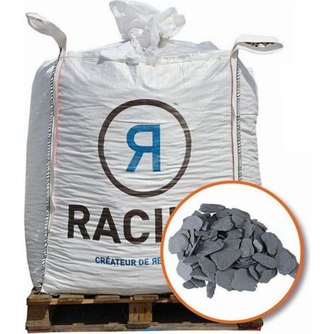 Racine – Paillage naturel en ardoise grise 10/40 – Big bag 800 litres pour 20 m² – Réduit la croissance des mauvaises herbes (1/3)