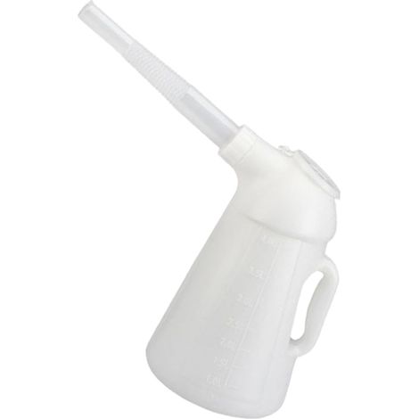 Recipiente medidor de aceite automotriz de 4 litros con tapa para agua, gasolina y aceite de motor con boquilla extendida. (1/5)