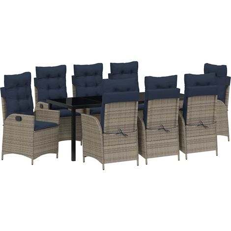 Maison Exclusive - Set da Pranzo per Giardino 9 pcs Grigio e Nero Rattan