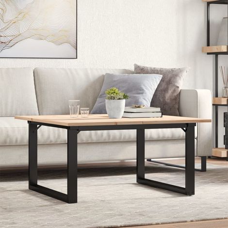 Couchtisch O-Gestell 80x80x45cm Massivholz Kiefer und Stahl