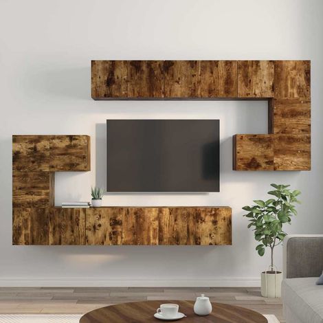 Ensemble de 10 meubles TV - Armoire Télévision Moderne Banc TV Chêne fumé Bois d'ingénierie -FR56898 (1/5)