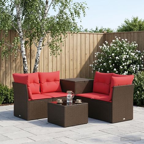vidaXL Juego de Sofá 6 uds. Marrón y Rojo 55 x 55 x 37 cm (1/5)