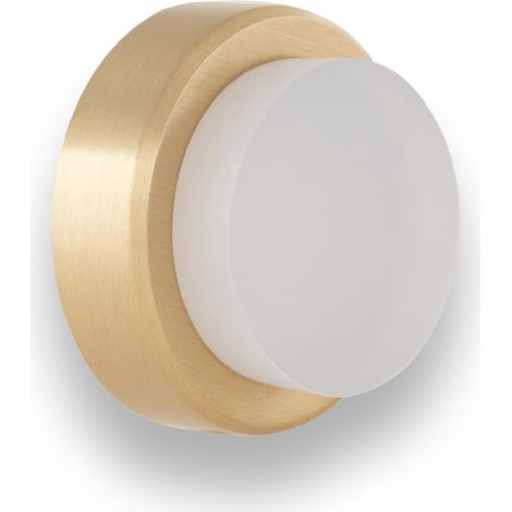 Butée De Porte Adhésive Pour Mur/Poignée 24 x 14 mm Caoutchouc Blanc Laiton Mat Outils, Vis + Cheville De Fixation Compris Mod. I-20524BTPMLMT (1/5)