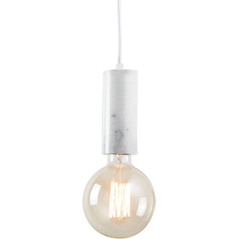 Suspension Luminaire D60 Pour Ampoule LED E27 Blanc Marbré ZAMBELIS FS (1/2)
