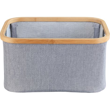 Wenko – Panier à linge en bambou et polyester 38x26x20 cm – Résistant à l'humidité – Capacité 20 litres – Design moderne pour espaces restreints (1/8)