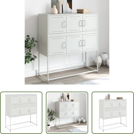 Stahl Schrank - Sideboard Weiß 100,5x39x107 cm Stahl (1/5)