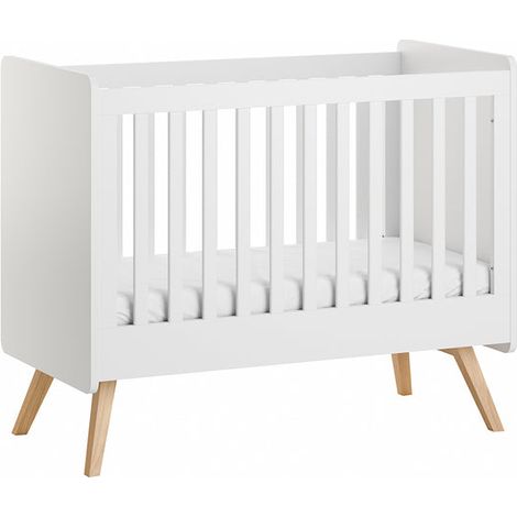 Babybett 60x120 inkl. Lattenrost Vox Vintage Weiß und Holz (1/3)