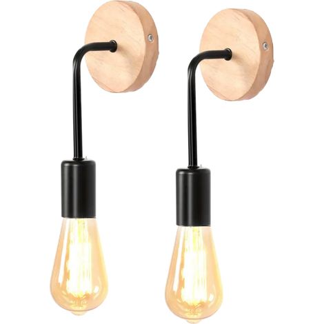 Lot de 2 appliques murales en métal, appliques murales d'intérieur industrielles, ampoule non incluse, applique murale Vintage E27, luminaire moderne (1/5)